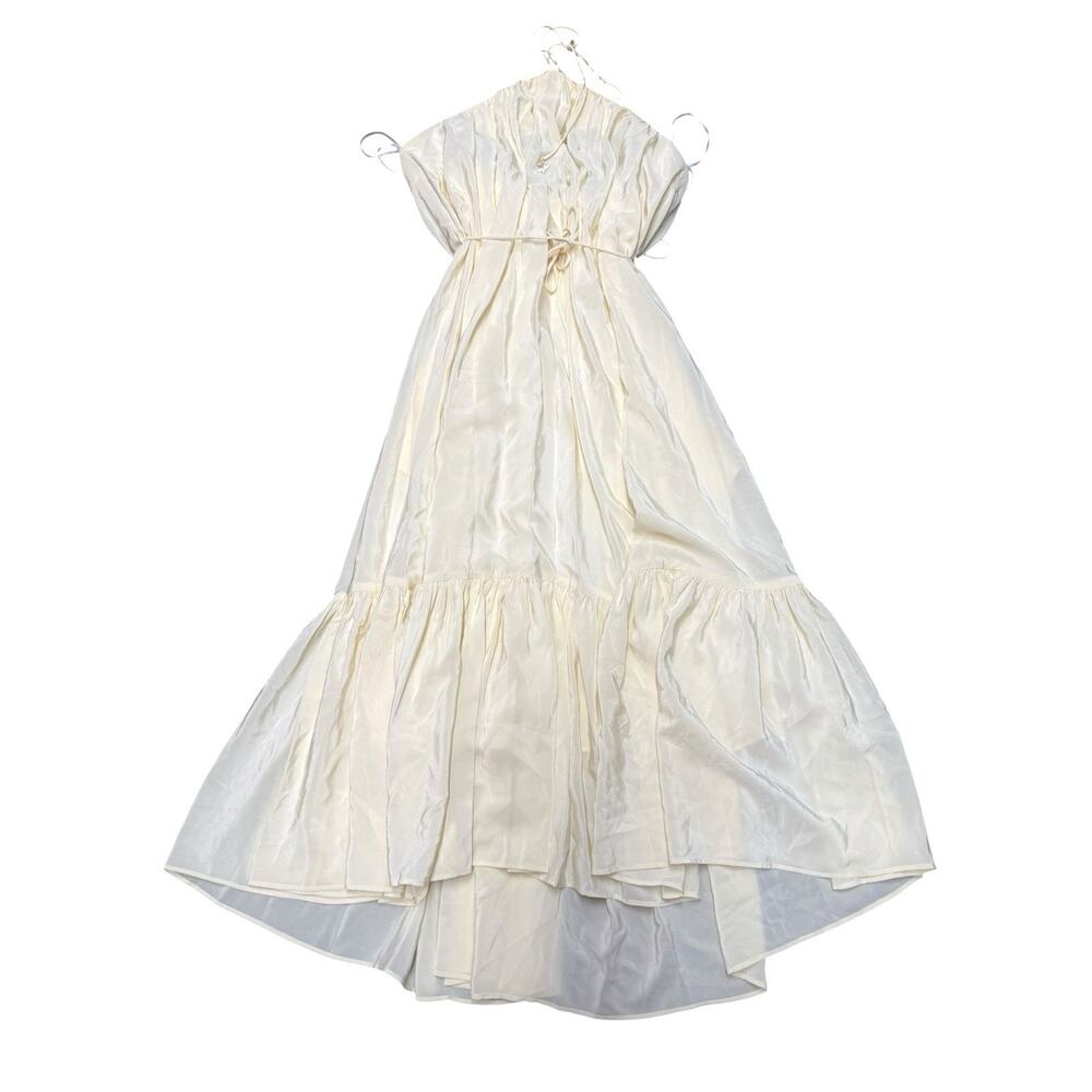 NWT Zimmermann Halter Neck 100% Silk Cream Midi Dress Size 3 US 10 - Picture 6 of 12